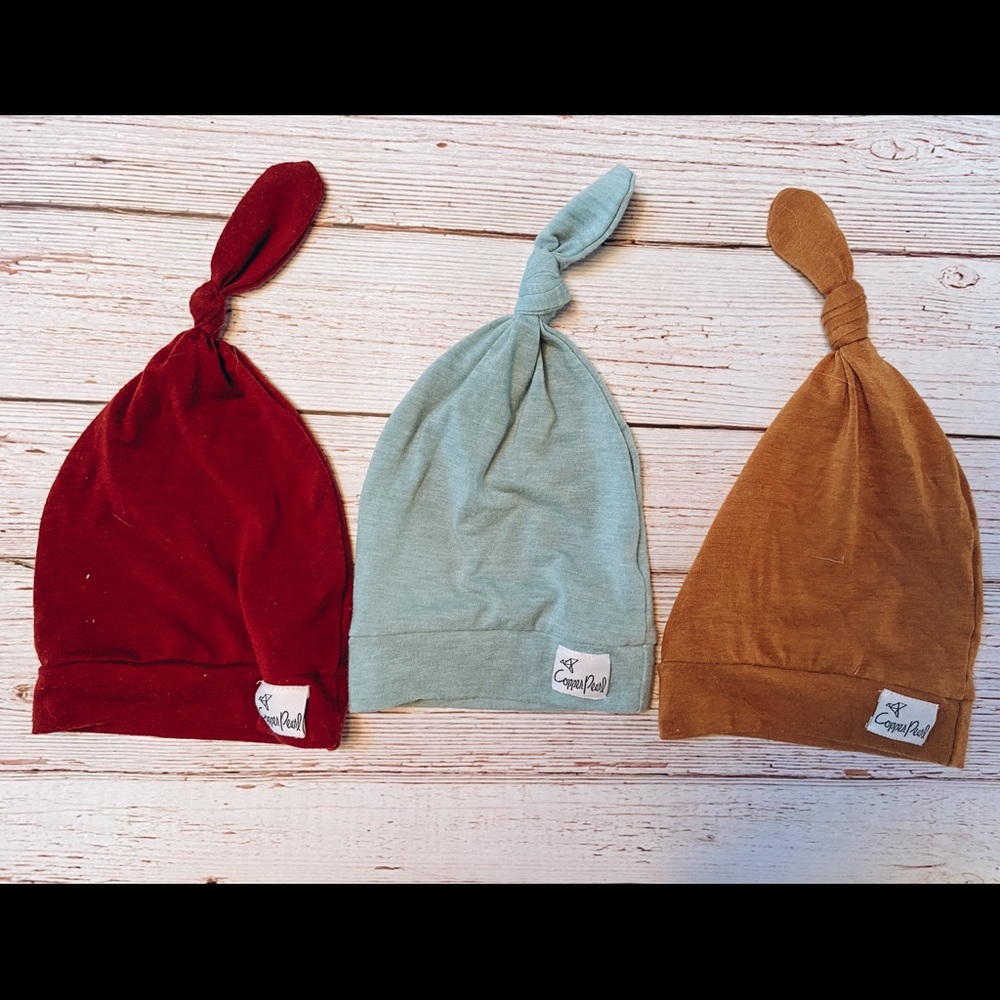 3 copper pearl hats